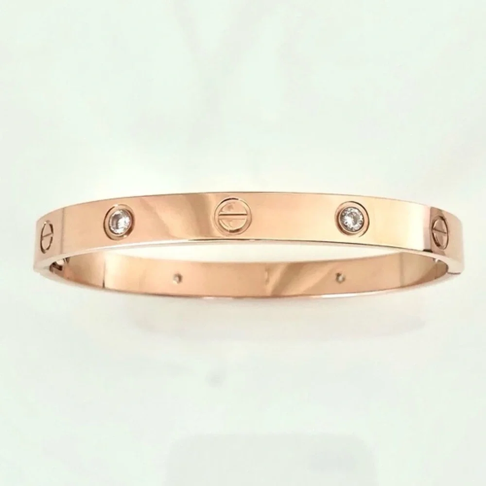 Rose Gold 4 Zirconia Screw Bracelet Classic Model